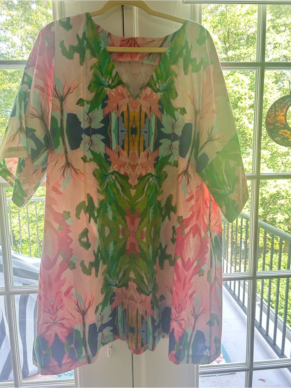 Vibrant Floral Watercolor V-Neck Tunic